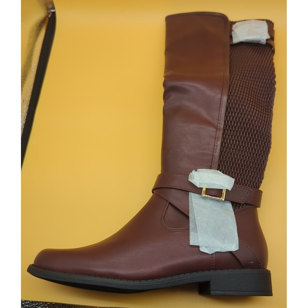 Shoe Dazzle Tessa Textured Flat Boot Women’s Sz 9.5 Bordeaux Riding Boot - Picture 9 of 15